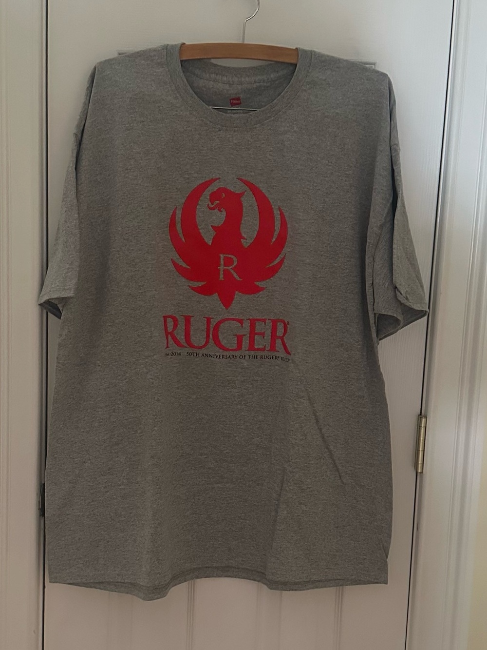Ruger 50th Anniversary Gray Logo Men's T-Shirt, Hanes, 2XL